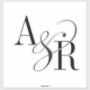 ANDREA Modern Minimalist Large Wedding Monogram Sticker