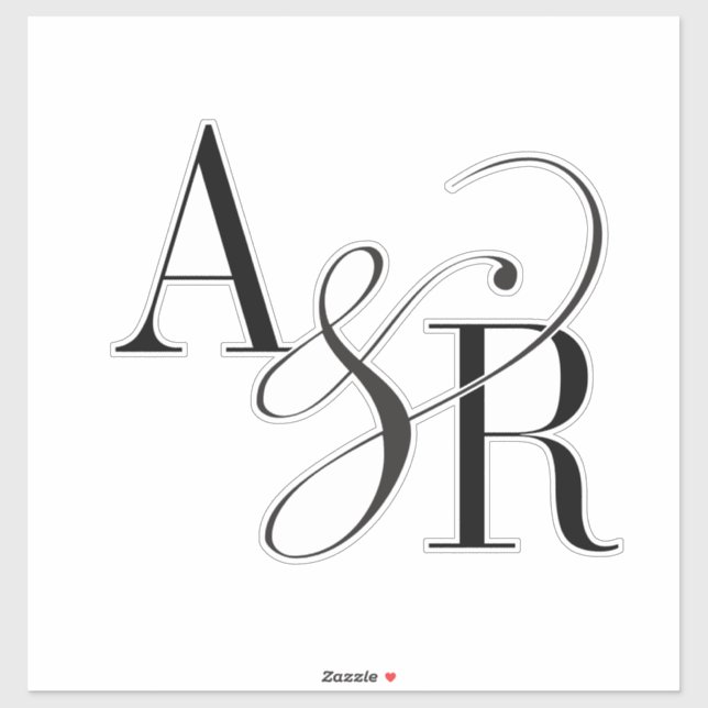 ANDREA Modern Minimalist Large Wedding Monogram Sticker (Sheet)