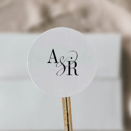 ANDREA Modern Minimalist Simple Wedding Monogram Classic Round Sticker