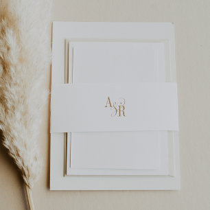 ANDREA Monogram Gold Simple Minimal Formal Wedding Invitation Belly Band
