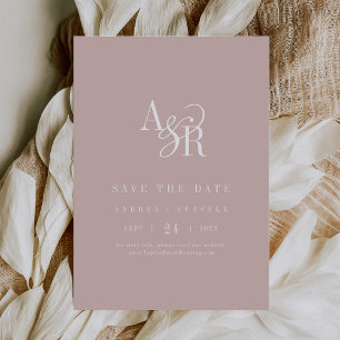 ANDREA Monogram Simple Blush Pink Minimal Wedding Save The Date