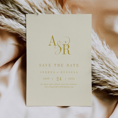 ANDREA Monogram Simple Butter Yellow Wedding Save The Date