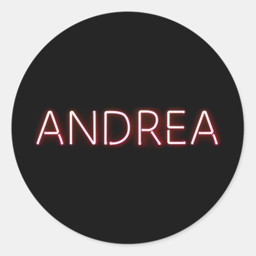 Andrea Name in Glowing Neon Lights Classic Round Sticker