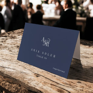 ANDREA Navy Blue Minimal Wedding Place Cards