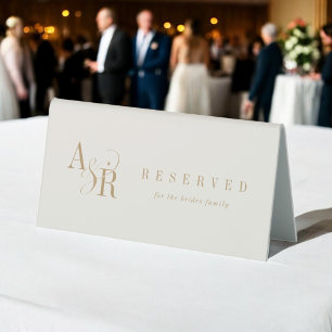 ANDREA Neutral Gold Cream Elegant Wedding Reserved Table Tent