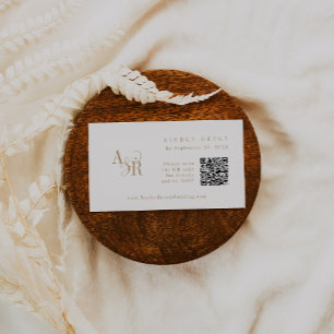 ANDREA QR Code Minimalist Gold Wedding RSVP Cards