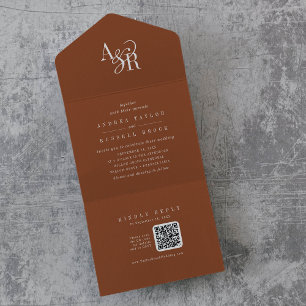 ANDREA QR Code Terracotta Simple Minimal Wedding All In One Invitation