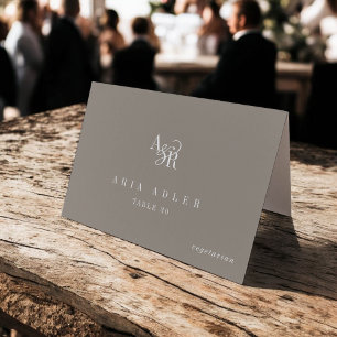 ANDREA Rustic Taupe Minimal Wedding Place Cards
