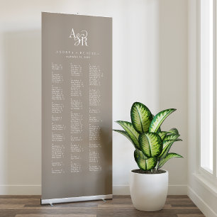 ANDREA Rustic Taupe Modern Wedding Seating Chart Retractable Banner