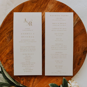 ANDREA Simple Boho Gold Cream Minimalist Wedding Program