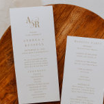 ANDREA Simple Gold Minimal Elegant Formal Wedding Program<br><div class="desc">This simple gold minimal elegant formal wedding program from the Andrea Collection is perfect for a modern wedding. The timeless and elegant design features a fancy script monogram in gold and white with a unique industrial feel. Include the names of the couple, the wedding date and location, thank you message,...</div>