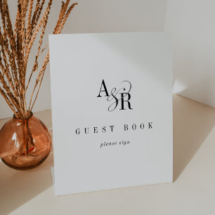 ANDREA Simple Monogram Wedding Guest Book Sign