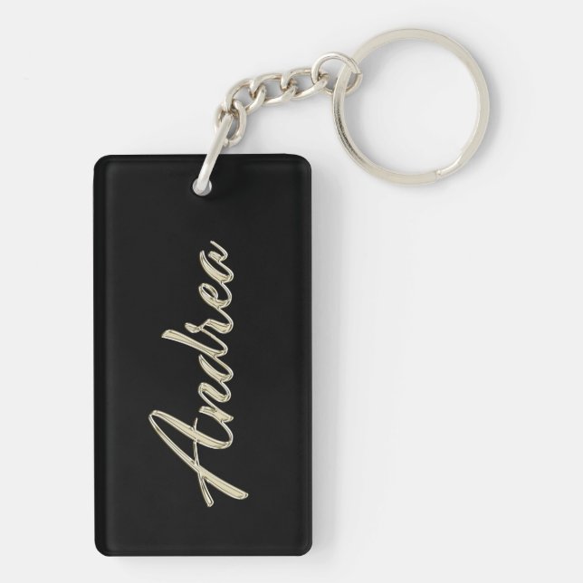 Andrea white gold Handwriting key Keychain (Back)