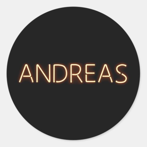 Andreas Name in Glowing Neon Lights Novelty Classic Round Sticker