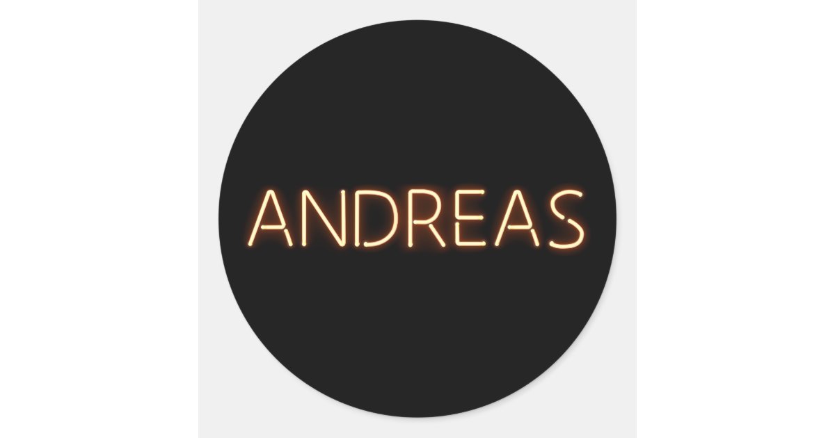 Andreas Name in Glowing Neon Lights Novelty Classic Round Sticker Zazzle