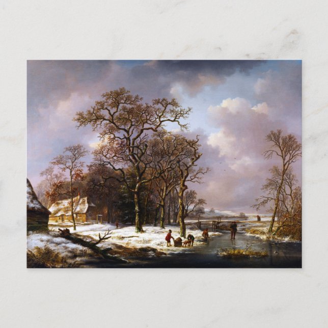 Andreas Schelfhout Winter Landscape Postcard (Front)