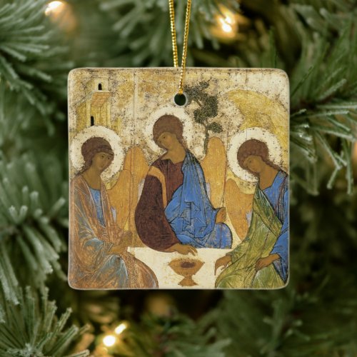 Andrei Rublev Iconic Trinity Angels Abraham Bible Ceramic Ornament