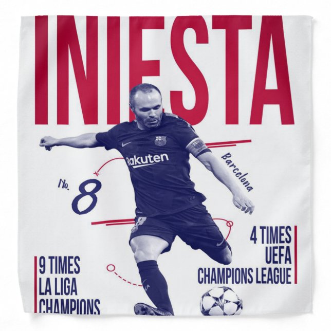Andres Iniesta 08 Player Blanket Bandana (Front)