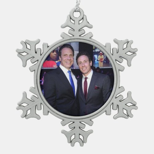 Andrew and Chris Cuomo Snowflake Pewter Christmas Ornament