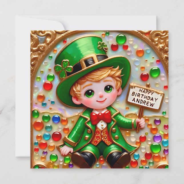 ANDREW ~ Birthday Card ~ St. Patrick's costume ~ (Front)