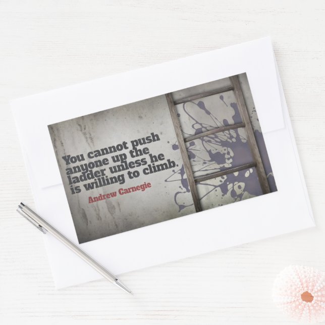 Andrew Carnegie Inspirational Quote "Push up" Rectangular Sticker (Envelope)