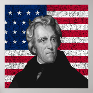 Andrew Jackson and The US Flag Poster