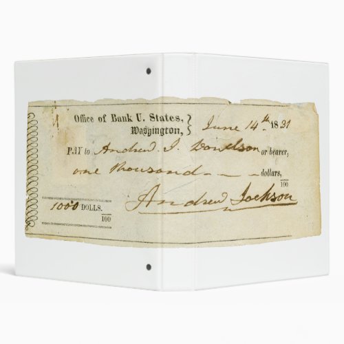 Andrew Jackson Signed Check from June 14th 1831 Binder