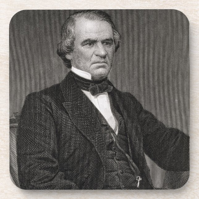 Andrew Johnson, engraved from a photograph by Thom Beverage Coaster (Front)