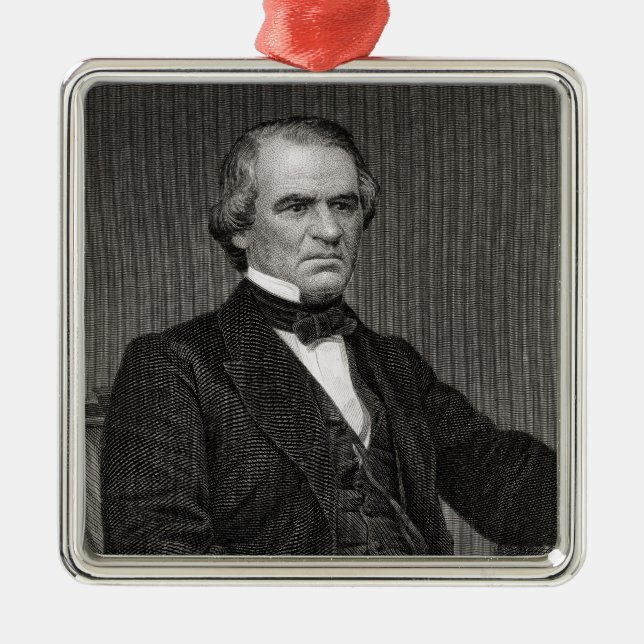 Andrew Johnson, engraved from a photograph by Thom Metal Ornament (Front)