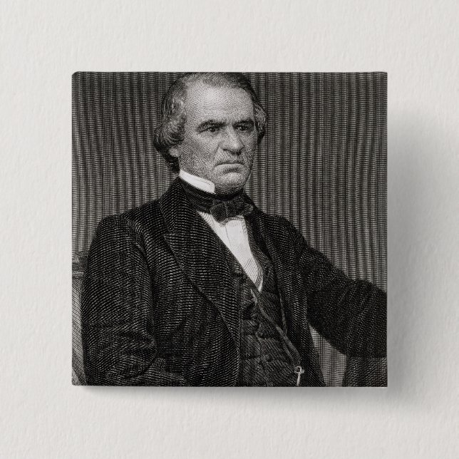 Andrew Johnson, engraved from a photograph by Thom Pinback Button (Front)