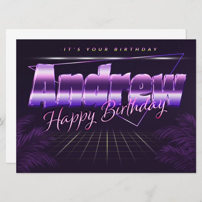 Andrew Name First name lila retro card Birthday (Front/Back)