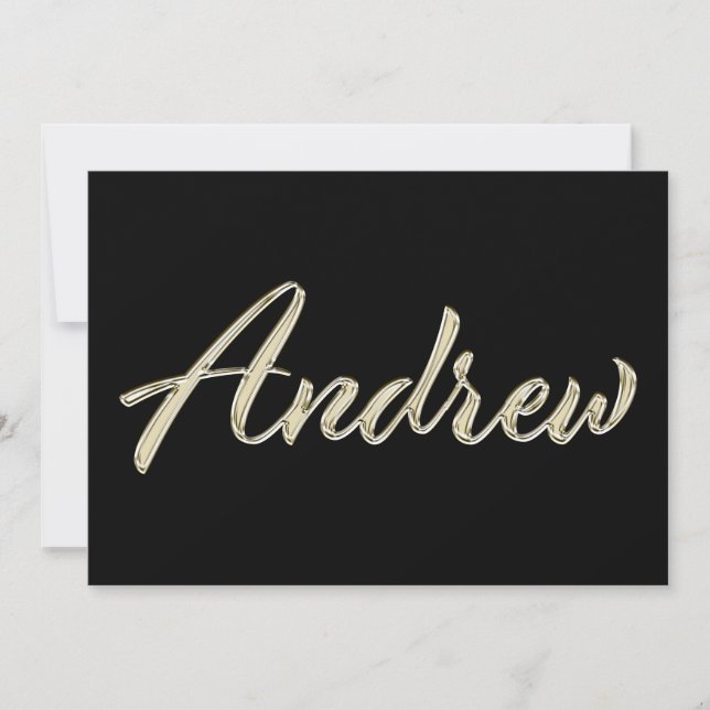 Andrew Name white gold Handwriting Card (Front)