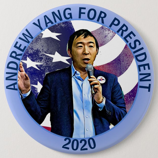 Andrew Yang for President 2020 Support Political Button (Front)