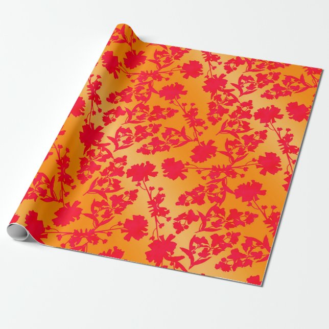 Andreya Orange and Red Wrapping Paper (Unrolled)