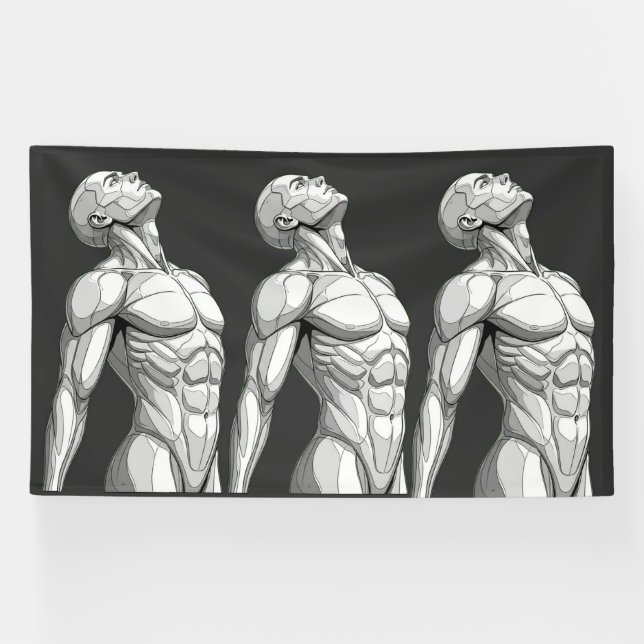 Android Anatomy: Triple Cyborg Futuristic Banner (Horizontal)