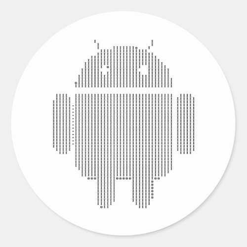 Android___Ascii black Classic Round Sticker