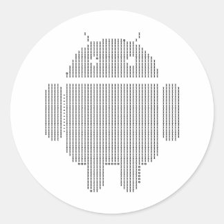 Android---Ascii black Classic Round Sticker