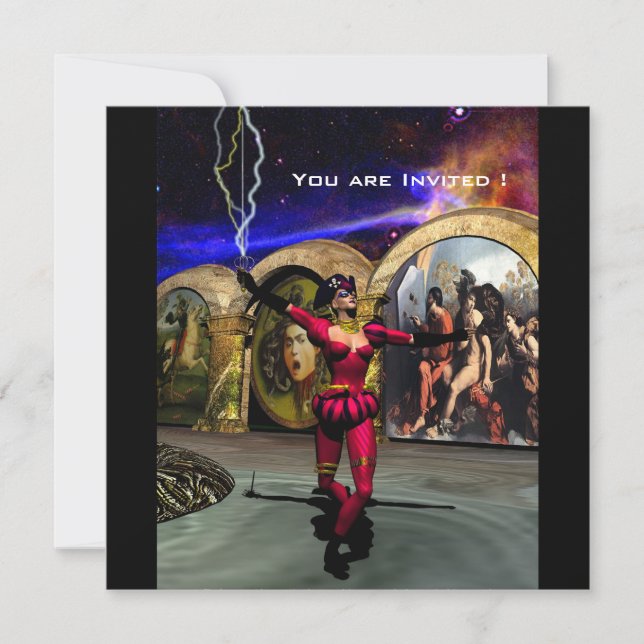 ANDROID BALLET,Black Red Blue Science Fiction Invitation (Front)