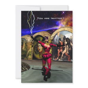 ANDROID BALLET,Black Red Blue Science Fiction Invitation