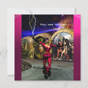 ANDROID BALLET,Red Pink Blue Science Fiction Invitation