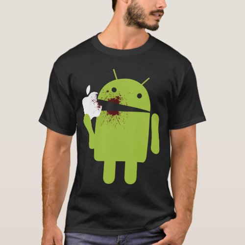 ANDROID EAT APPLE FUNNY ROBOT PHONE MOBILE SAMSUNG T_Shirt