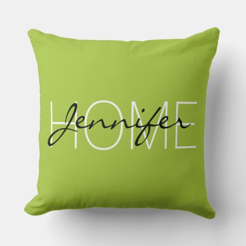 Android green color home monogram throw pillow