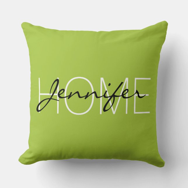 Android green color home monogram throw pillow (Front)
