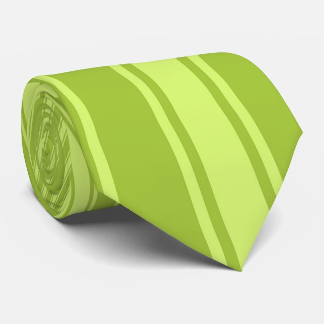 Android green Color Stripe Funky Pattern Tie (Rolled)