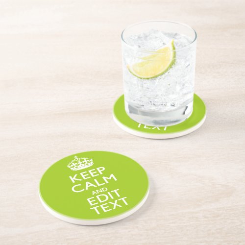 Android Green Decor Keep Calm And Your Text Sandstone Coaster