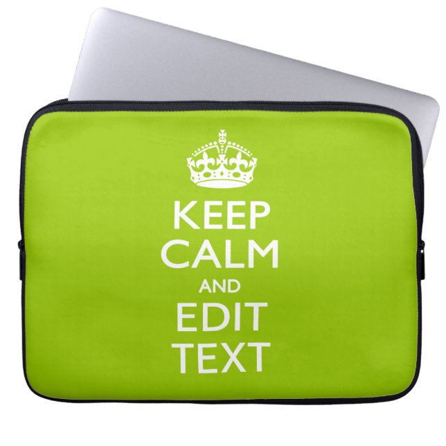 Android Green Keep Calm And Your Text Laptop Sleeve (Front)