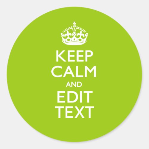 Android Green Keep Calm Have Your Text Classic Round Sticker