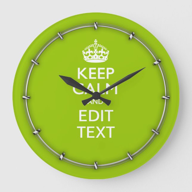 Android Green Keep Calm Have Your Text Large Clock (Front)