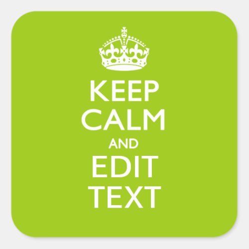 Android Green Keep Calm Have Your Text Square Sticker