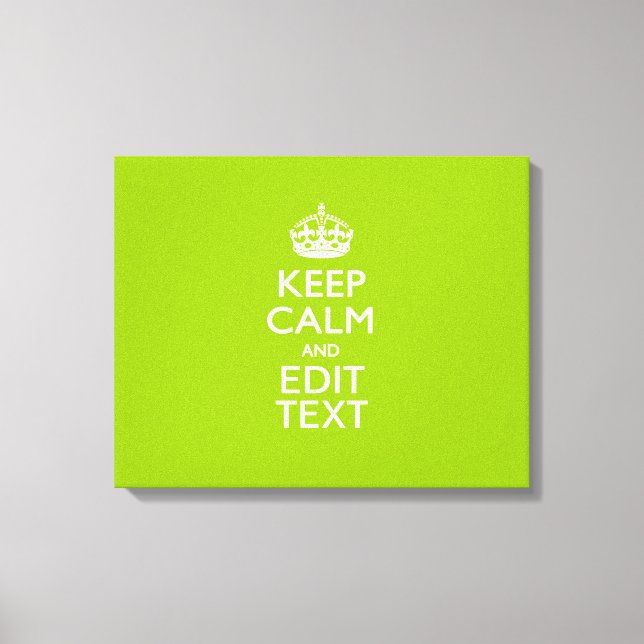 Android Green Style Keep Calm And Your Text Canvas Print (Front)